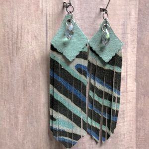 Custom leather fringe earrings
